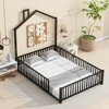 Whisen Metal House Platform Bed with Guardrail and Chimney - 2 of 4