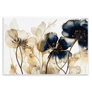 Stupell Industries Navy & Gold Flowers Wall Plaque Art - 1 of 4