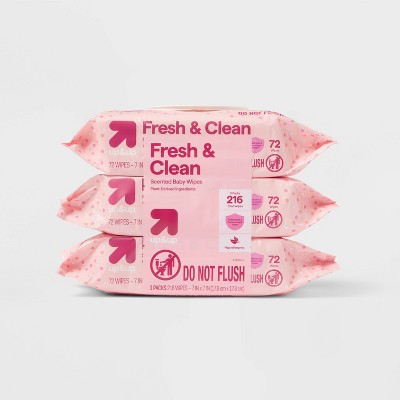 Fresh & Clean Scented Baby Wipes - 3pk/216ct - up&up™