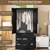 Rattan Armoire Wardrobe Closet with 3 Drawers and 2 Doors, Modern Wooden Wardrobe Cabinets for Hanging Clothes - 4 of 4