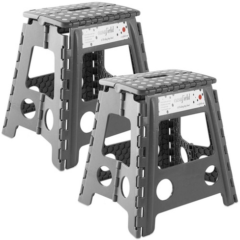 Casafield 16 Folding Step Stool With Handle set Of 2 Gray Collapsible Foot Stool For Adults Use In Kitchen And Bathroom Target