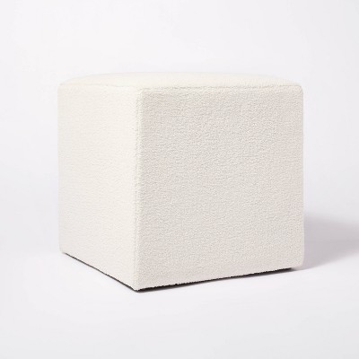 Lynwood Square Upholstered Cube Cream Boucle - Threshold™ designed with Studio McGee