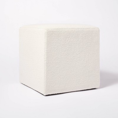 Lynwood Square Upholstered Cube Ottoman Faux Shearling Cream Boucle Threshold Designed With Studio Mcgee Plywood Frame No Assembly Required Target