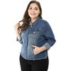 Agnes Orinda Women's Plus Size Classic Denim Long Sleeve with Pockets Fashion Jean Jackets - 3 of 4
