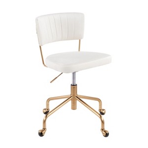 Sapphtopaz Modern Swivel Office Chair with Wheels Adjustable Height Tufted Upholstered Desk Chair with Golden Base Vanity Chair for Home Office - 1 of 4