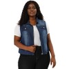 Agnes Orinda Women's Plus Size Trucker Zipper Front Sleeveless Sport Crop Denim Vests - 3 of 4
