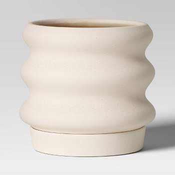Large Ceramic Organic Modern Planter with Saucer - Threshold™