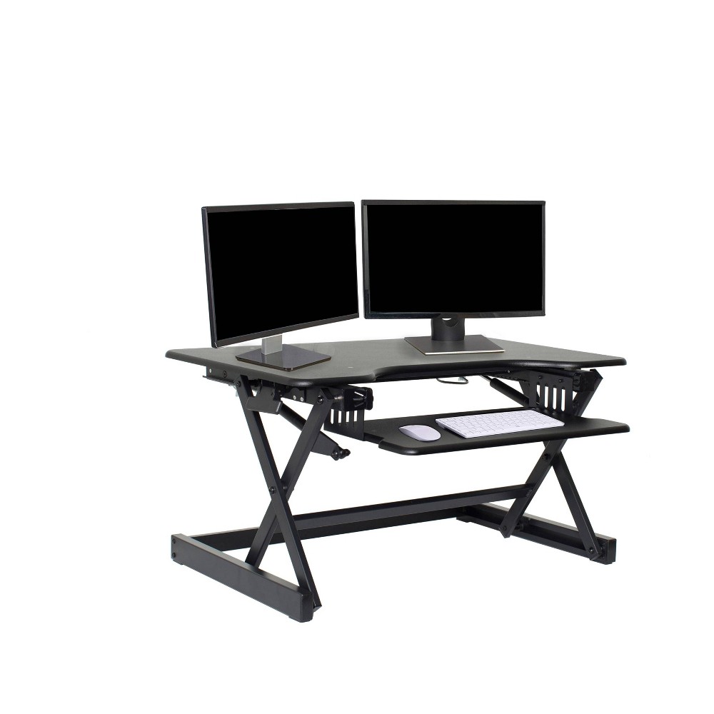 Photos - Office Desk Ergonomic Height Adjustable Sit to Stand Desk Computer Riser, Black: Rocel