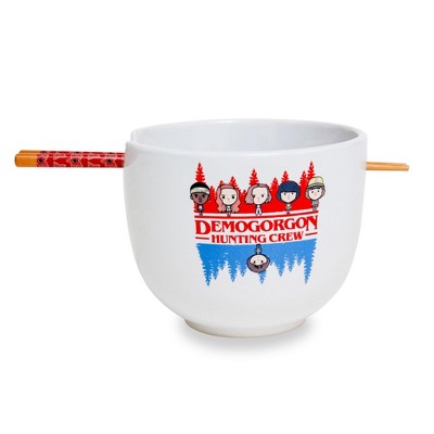 White Ceramic Stranger Things Ramen Bowl Set with Chopsticks
