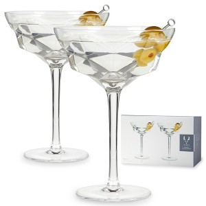 Viski Faceted Martini Glasses Set of 2 - Crystal Cocktail Coupes - 10 oz - 1 of 4