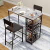 Garvee Dining Table Set for 2,Counter Height Table with 2 Upholstered Chairs and Storage Shelves, Bistro Table and Chairs Set of 2, Kitchen Table Set - 2 of 4