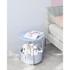 Small Round Side End Table Modern Nightstand with Fabric Basket - 3 of 4