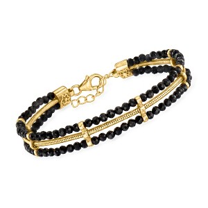Ross-Simons 20.00 ct. t.w. Black Spinel and Snake-Chain Bracelet in 18kt Gold Over Sterling Size 7 - 1 of 4