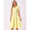 INSPIRE CHIC Women's Summer Ruffle Trim V Neck Button Decor Gingham Dress - 4 of 4