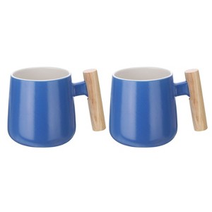 Unique Bargains Ceramic Simple Handmade Wooden Handle Coffee Mugs - 1 of 4