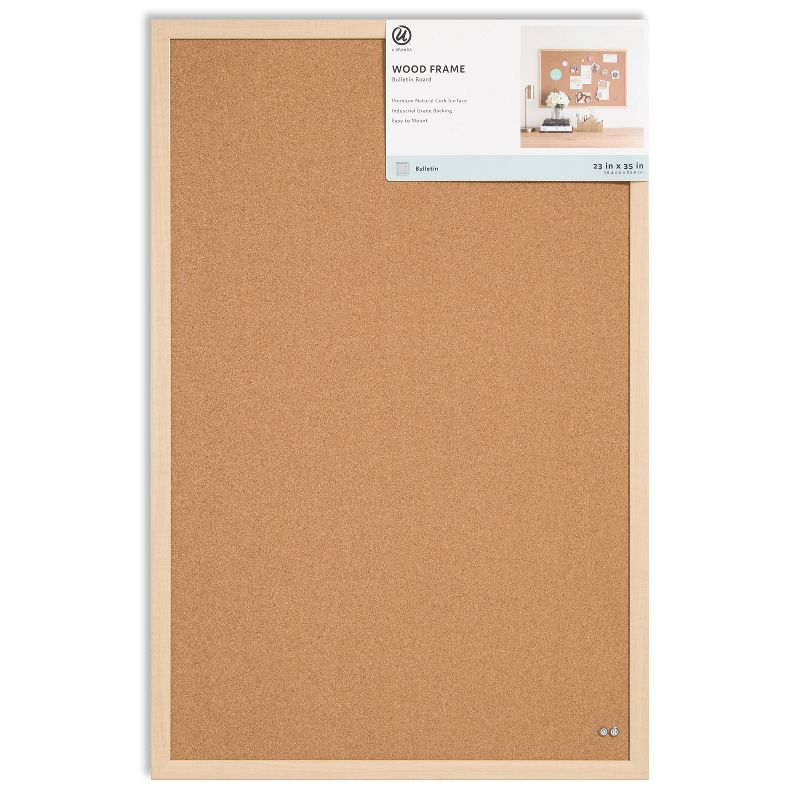 U Brands 23&#34;x35&#34; Birch Wood Frame Bulletin Board, 1 of 10