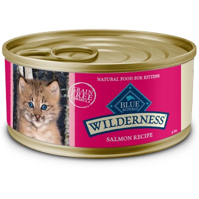 Blue Buffalo Wilderness High Protein Grain Free Natural Kitten Pate Wet Cat Food with Salmon Recipe - 3oz