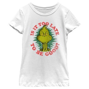 Girl's Dr. Seuss Christmas Grinch Is it too Late T-Shirt - 1 of 4