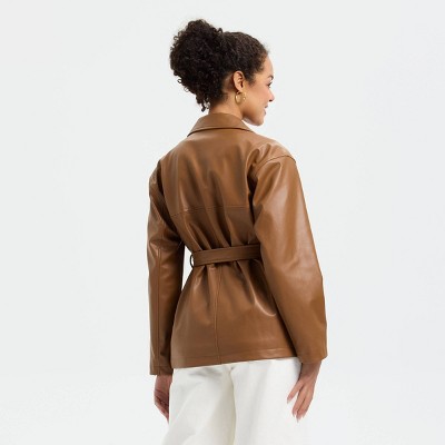 A New Day Women's Tie-Waist Trench Coat - A New Day™ Brown XL — фото 2