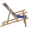 vidaXL Height-Adjustable Bamboo Deck Chair with Armrests and Polyester Canvas in Navy Blue - 3 of 4