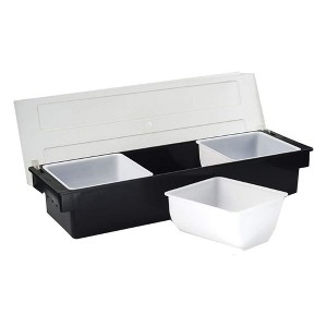Aoibox Ice Cooled Condiment Serving Container with Lid, 3-Compartment Plastic Garnish Station for Fruit, Veggies, Salad Bar, Picnics & Parties - 1 of 4