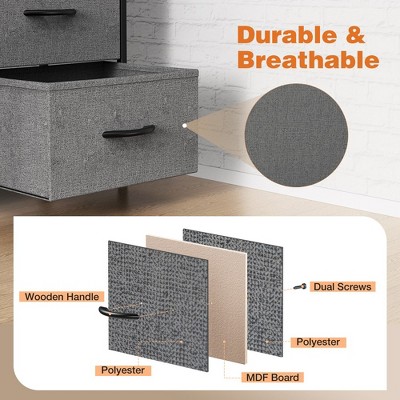Gray 8-Drawer Fabric Dresser with Metal Frame