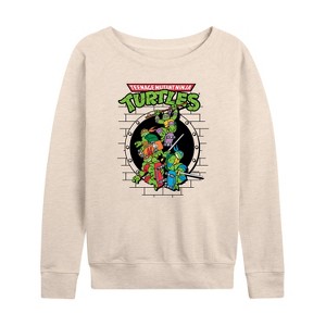 Women's - Teenage Mutant Ninja Turtles - Sewer Skateboard Lightweight French Terry Wide Neck Long Sleeve Shirt - 1 of 4