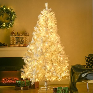 Whisen 6FT Prelit Artificial Christmas Tree with 638 Branches, 220 Warm White LED Lights, Auto Open - White - 1 of 4