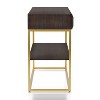 Cilker 2 Drawers Sofa Table Walnut/Gold - miBasics: Elegant Steel Frame, Open Shelf Storage, MDF Veneer - 3 of 4