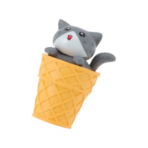 Unique Bargains Decorative Magnets Magnetic Fridge Sticker Irregular Shape Cat with Open Mouth Eating Ice Cream Polyvinyl Chloride 1Pc - 1 of 3