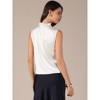 INSPIRE CHIC Women's Satin Sleeveless Elegant Pleated Mock Neck Ruffle Trim Work Blouses - 4 of 4