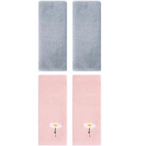 REGALWOVEN 4 Pcs Cotton Soft Absorbent Bathroom Hand Towels for Home Dcor 13" x 30" - 1 of 4