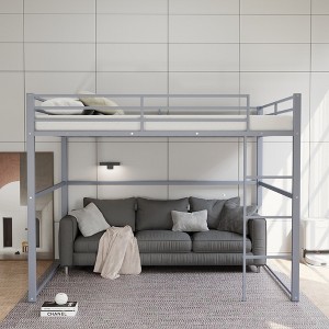 NicBex Twin/Full Size Loft Bed ,Loft Bed Frame with Safety Guard Rails & Flat Ladder,Metal Bed Frame for Kids Teens Adults - 1 of 4