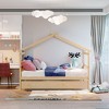 NicBex Full Size Loft Bed Roof Shape Pine Bed Frame with Twin Trundle and Headboards for Bedroom, No Box Spring Required - 2 of 4