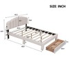 Queen Size Platform Bed Frame With Headboard Drawer Upholstered Platform Bed With LED Light USB Ports, No Box Spring Needed - image 3 of 4