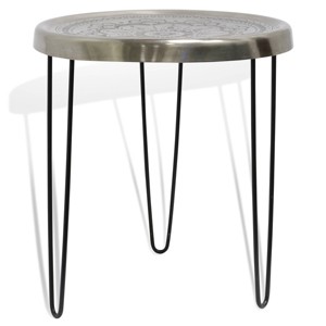 Metal with Paper Clip Legs Round Side Accent Table Silver/Black - StyleCraft - 1 of 4