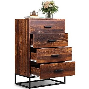 Dresser for Bedroom with 4 Drawers, Nightstand, Chest of Drawers, Tall Dresser Drawers with Sturdy Metal Frame for Hallway, Living Room, Closet - 1 of 4