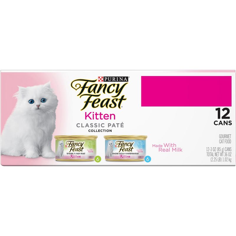 Purina Fancy Feast Kitten Classic Pat&#233; Variety Pack Turkey &#38; Fish Flavor Wet Cat Food Cans for Kittens - 3oz/12ct, 3 of 10