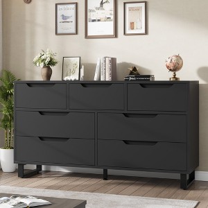 Garvee 7 Dresser for Bedroom, 55" Wide Dresser, Freestanding Horizontal Drawer with Storage, Wooden Closet Chest Storage for Bedroom - 1 of 4