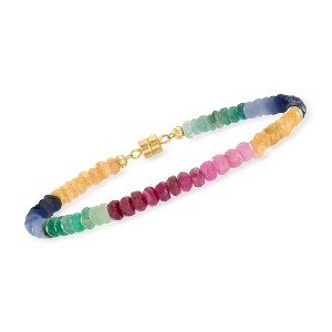 Ross-Simons 25.00 ct. t.w. Multicolored Sapphire Bead Bracelet With 14kt Yellow Gold Magnetic Clasp - 1 of 3