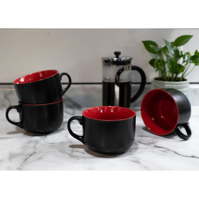 Elanze Designs Large Color Pop 24 ounce Ceramic Jumbo Soup Mugs Set of 4, Red, 5 of 6