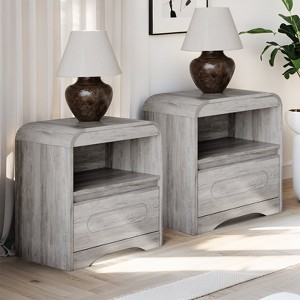 SOLACE FURNITURE Nightstand Set of 2,  Nightstand with Drawer Storage and Open Compartment for Bedroom Sofa Office - 1 of 4