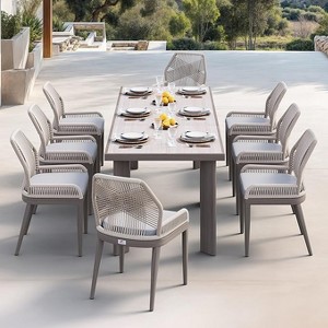 PURPLE LEAF Dining Set Patio Metal Table and Wicker Rattan Chairs for Outside Porch Garden Kitchen Modern Outdoor Furniture Sets - 1 of 4