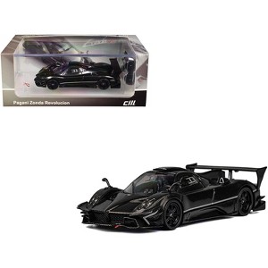 Pagani Zonda Revolucion Black Full Carbon with Extra Wheels 1/64 Diecast Model Car by CM Model - 1 of 4