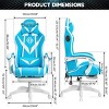 Hoffree Upholstered Massage Gaming Chair Ergonomic Office PC Chair with Bluetooth Speaker & RGB Light - 3 of 4