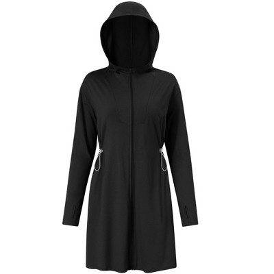 Women's UPF 50+ Sun Protection Beach Cover Up Long Zip Up Hoodie Lightweiht Long Sleeve Sun Shirt for Women with Thumb Hole