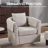 Swivel Accent Chair with Ottoman Set, Modern Chenille Barrel Armchair with Back Pillow & 2 Armrest Covers for Living Room, Bedroom, Office - 3 of 4