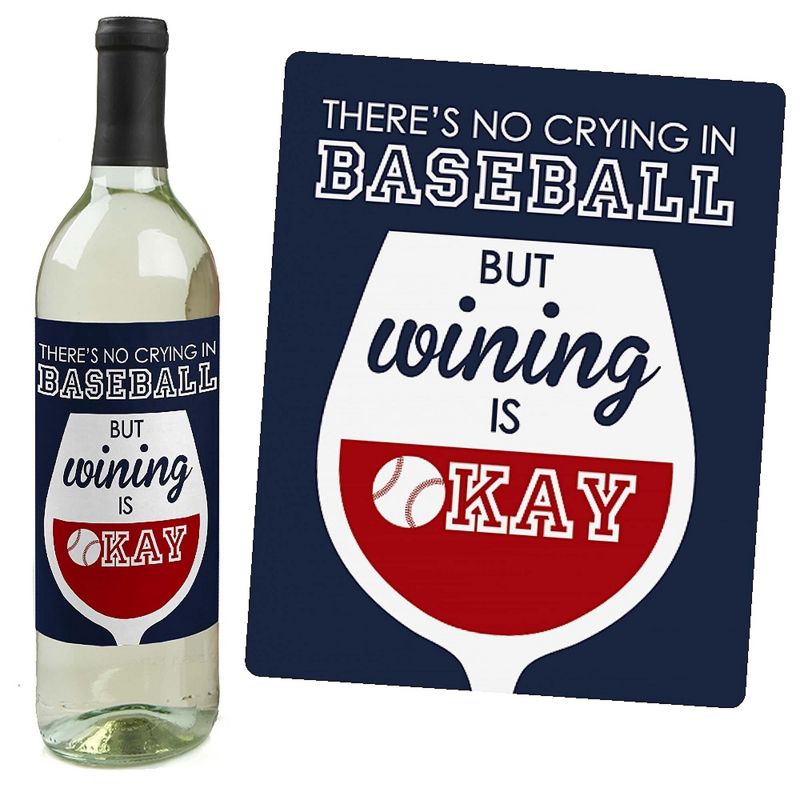 Big Dot of Happiness Batter Up - Baseball - Baby Shower or Birthday Party Decorations for Women and Men - Wine Bottle Label Stickers - Set of 4, 5 of 9