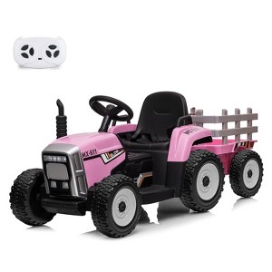 12V 25W/35W Ride On Tractor with Trailer & Remote Control, LED Headlights, Toddler Electric Car, Speed 5mph, 3-6 Years - 1 of 4