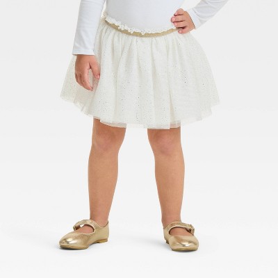 Toddler Girls' Glitter Tutu Skirt - Cat & Jack™ Cream 3T